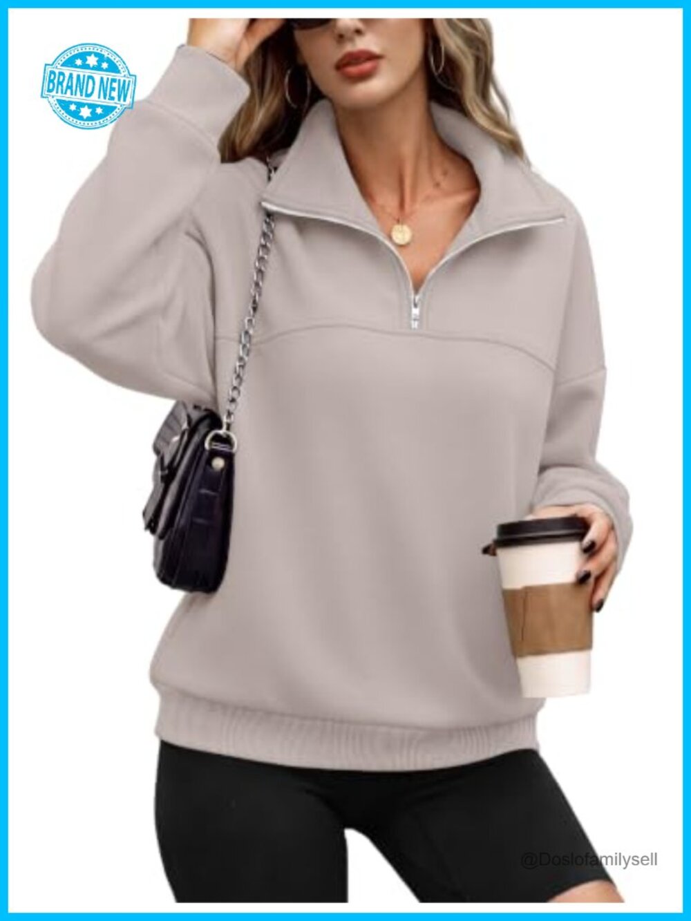 Half Zip Fleece Sweatshirt Women Mock Neck Pullover Oversized Cropped Hoodie
